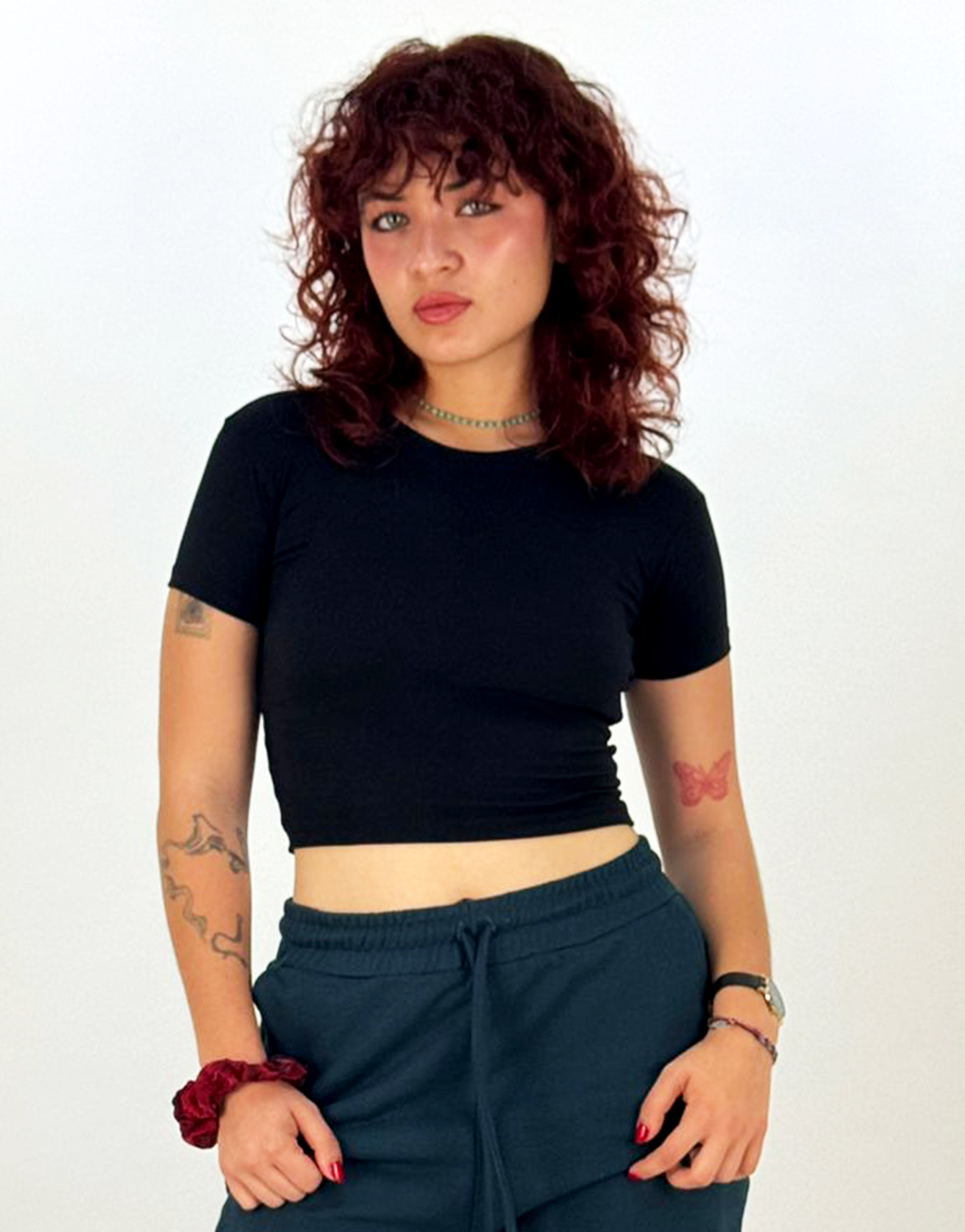 Crop Top Manche Courte Noir - CHIOS