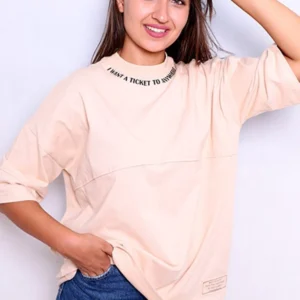 T-Shirt Oversize Beige - TICKET TO ANYWHERE