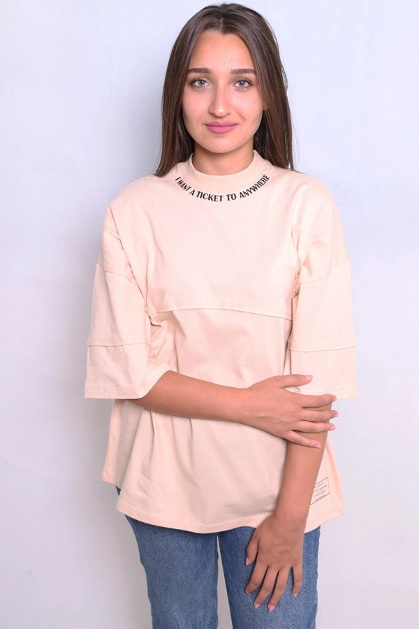 T-Shirt Oversize Beige - TICKET TO ANYWHERE – Image 2