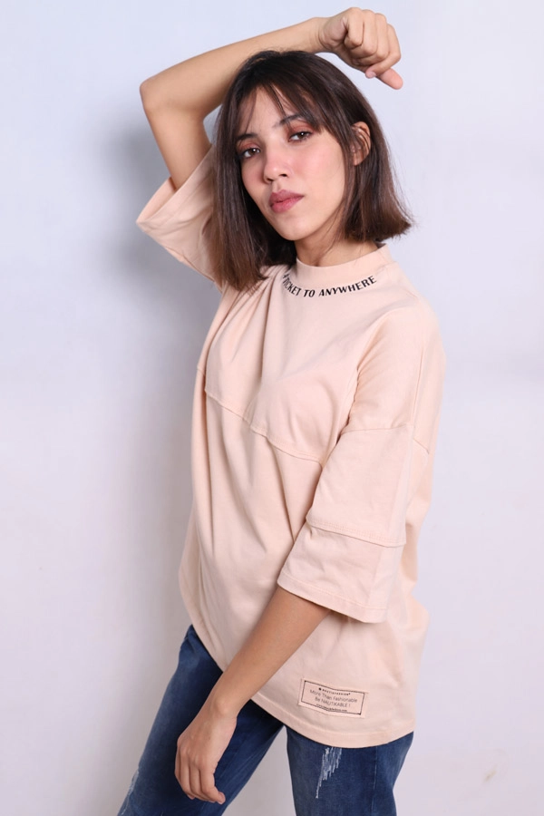 T-Shirt Oversize Beige - TICKET TO ANYWHERE – Image 3