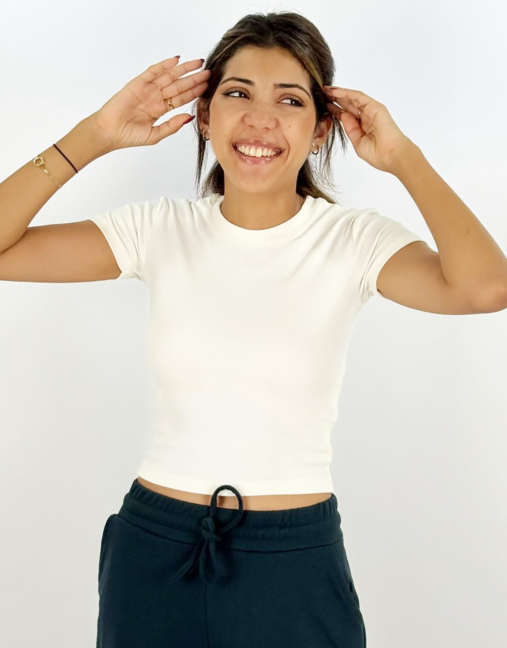 Crop Top Manche Courte Ecru - CHIOS – Image 4